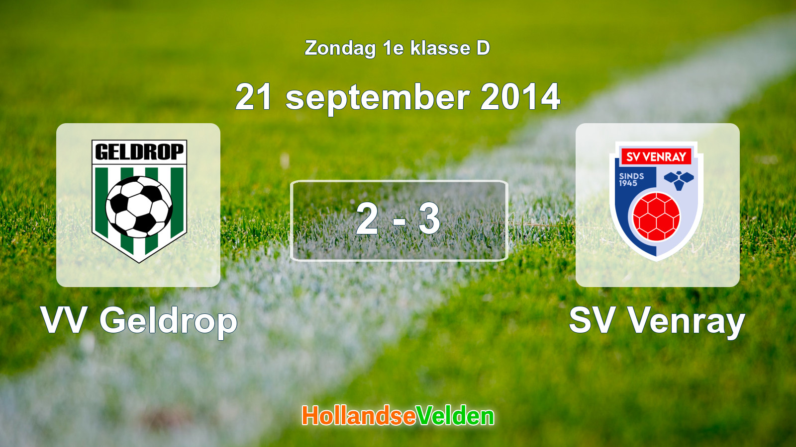 Gespeelde wedstrijd: VV Geldrop - SV Venray 2 - 3 (21 september 2014)