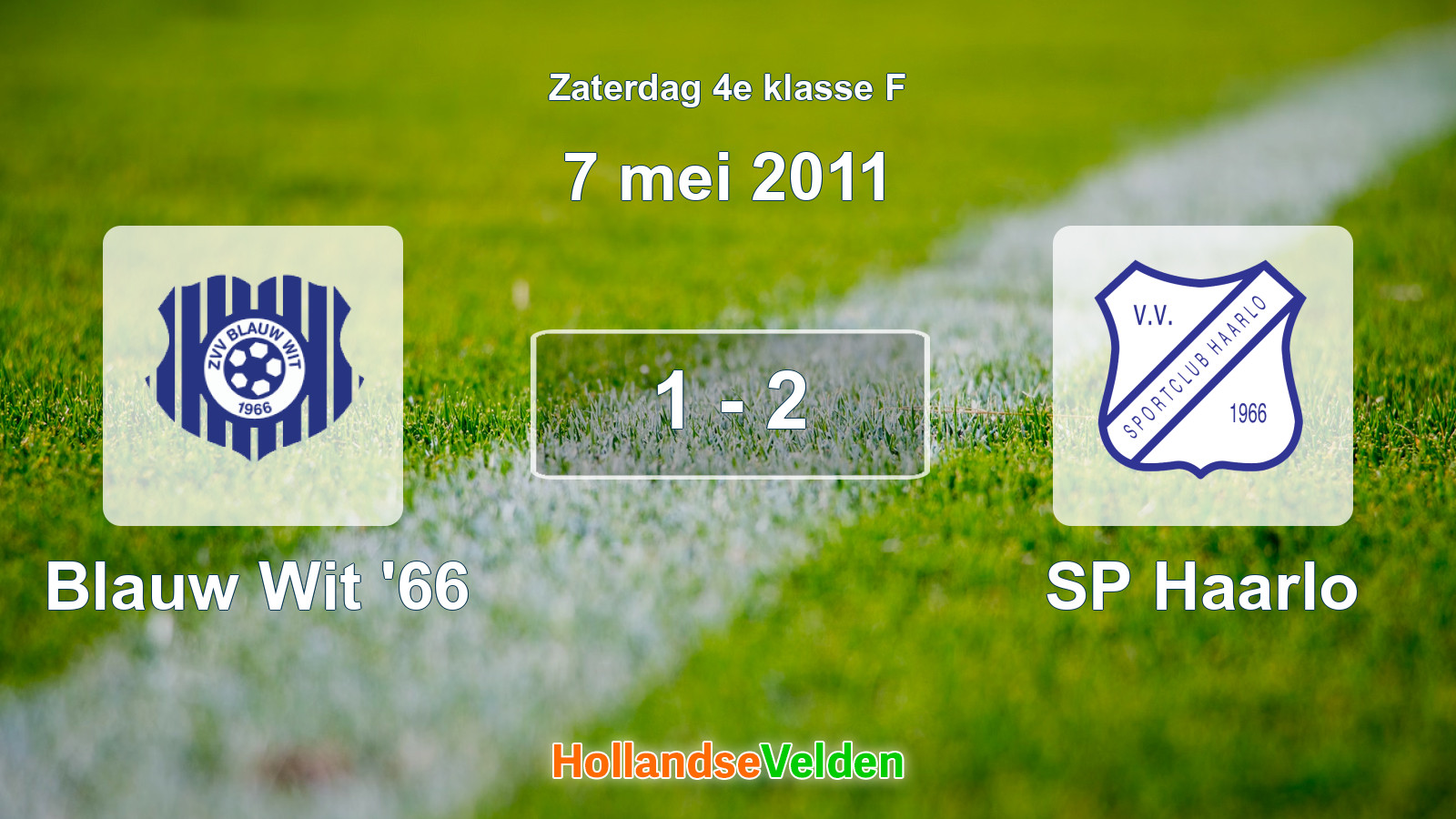 Gespeelde wedstrijd: Blauw Wit '66 - SP Haarlo 1 - 2 (7 mei 2011)