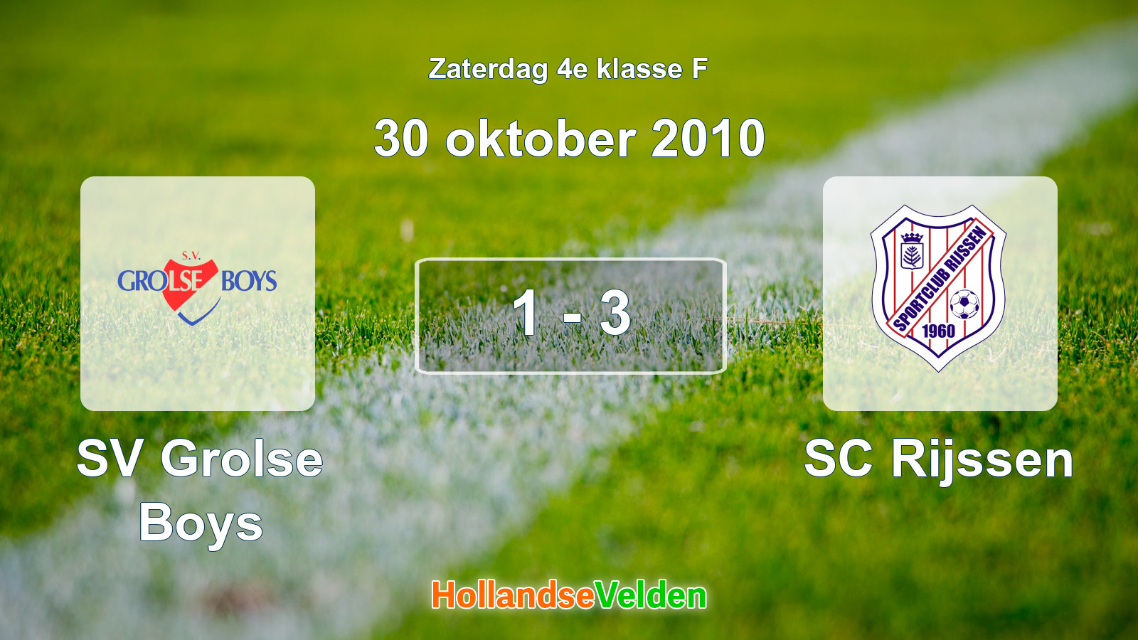 Gespeelde wedstrijd: SV Grolse Boys - SC Rijssen 1 - 3 (30 oktober 2010)