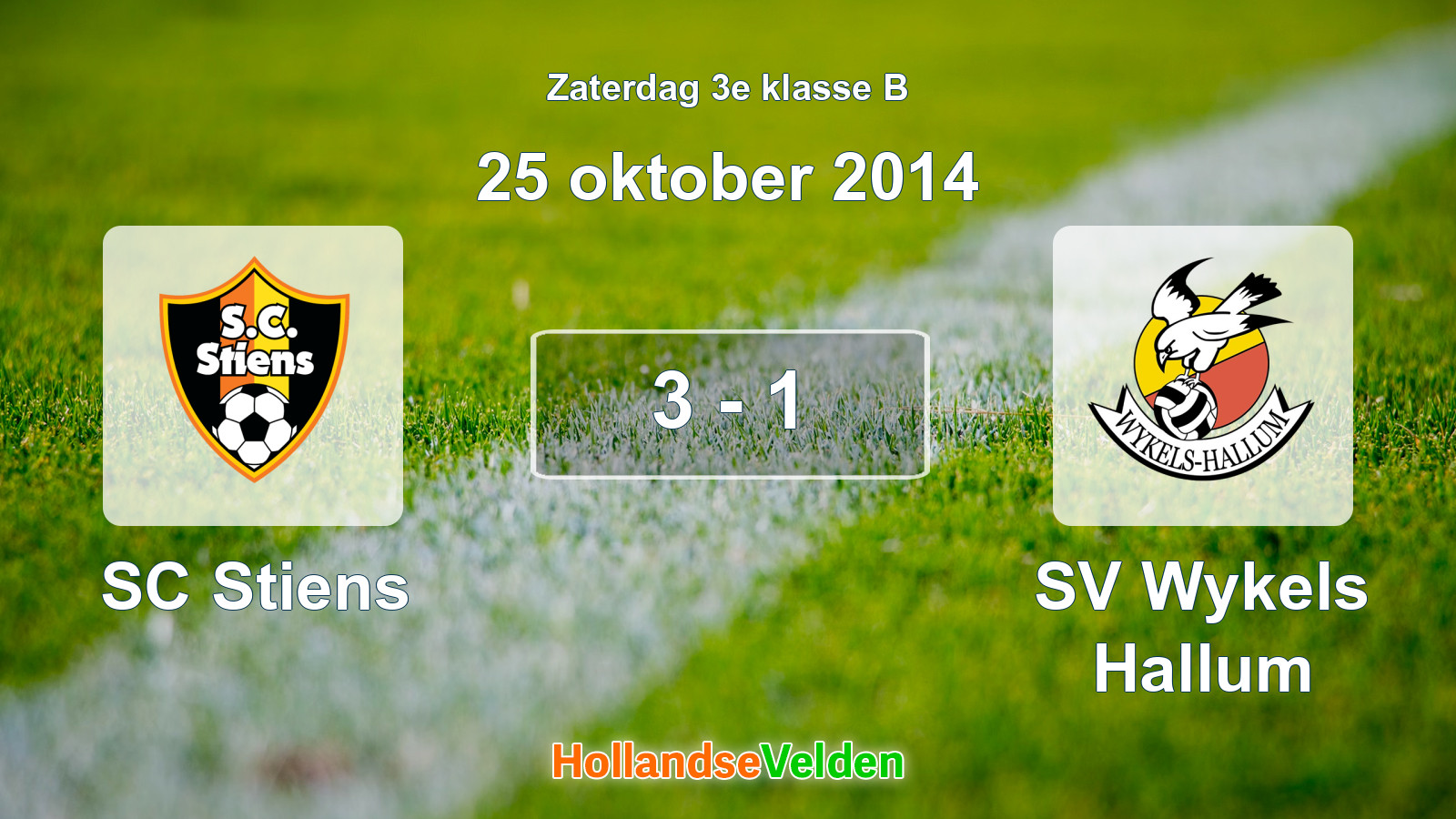 Gespeelde wedstrijd: SC Stiens - SV Wykels Hallum 3 - 1 (25 oktober 2014)