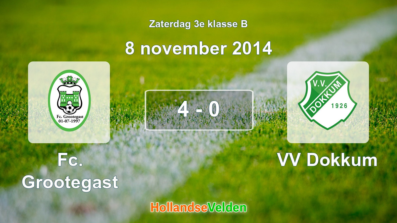 Gespeelde wedstrijd: Fc. Grootegast - VV Dokkum 4 - 0 (8 november 2014)