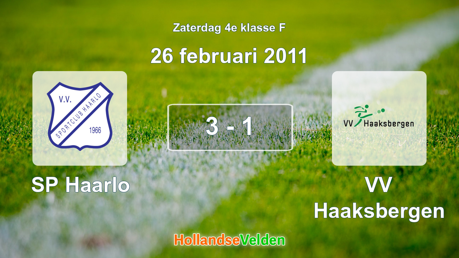 Gespeelde wedstrijd: SP Haarlo - VV Haaksbergen 3 - 1 (26 februari 2011)