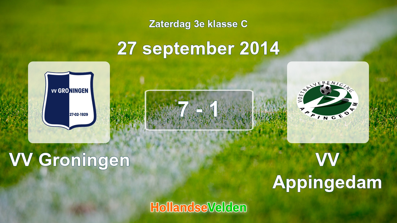 Gespeelde wedstrijd: VV Groningen - VV Appingedam 7 - 1 (27 september 2014)