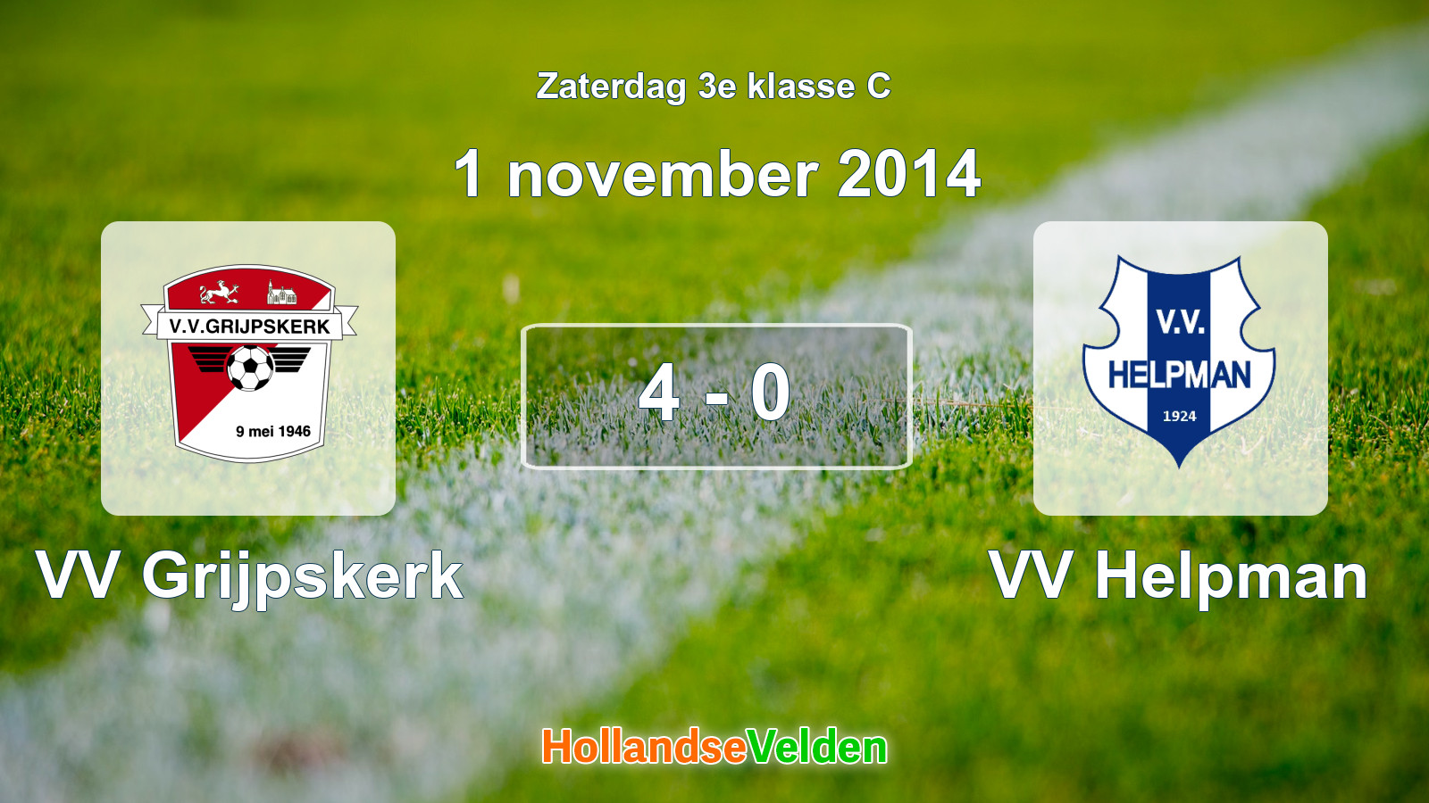 Gespeelde wedstrijd: VV Grijpskerk - VV Helpman 4 - 0 (1 november 2014)