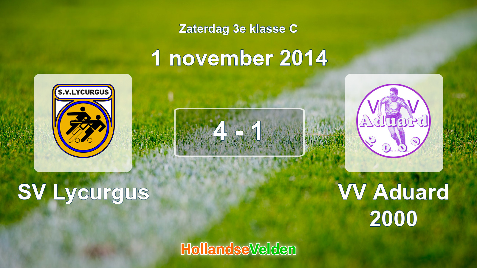 Gespeelde wedstrijd: SV Lycurgus - VV Aduard 2000 4 - 1 (1 november 2014)