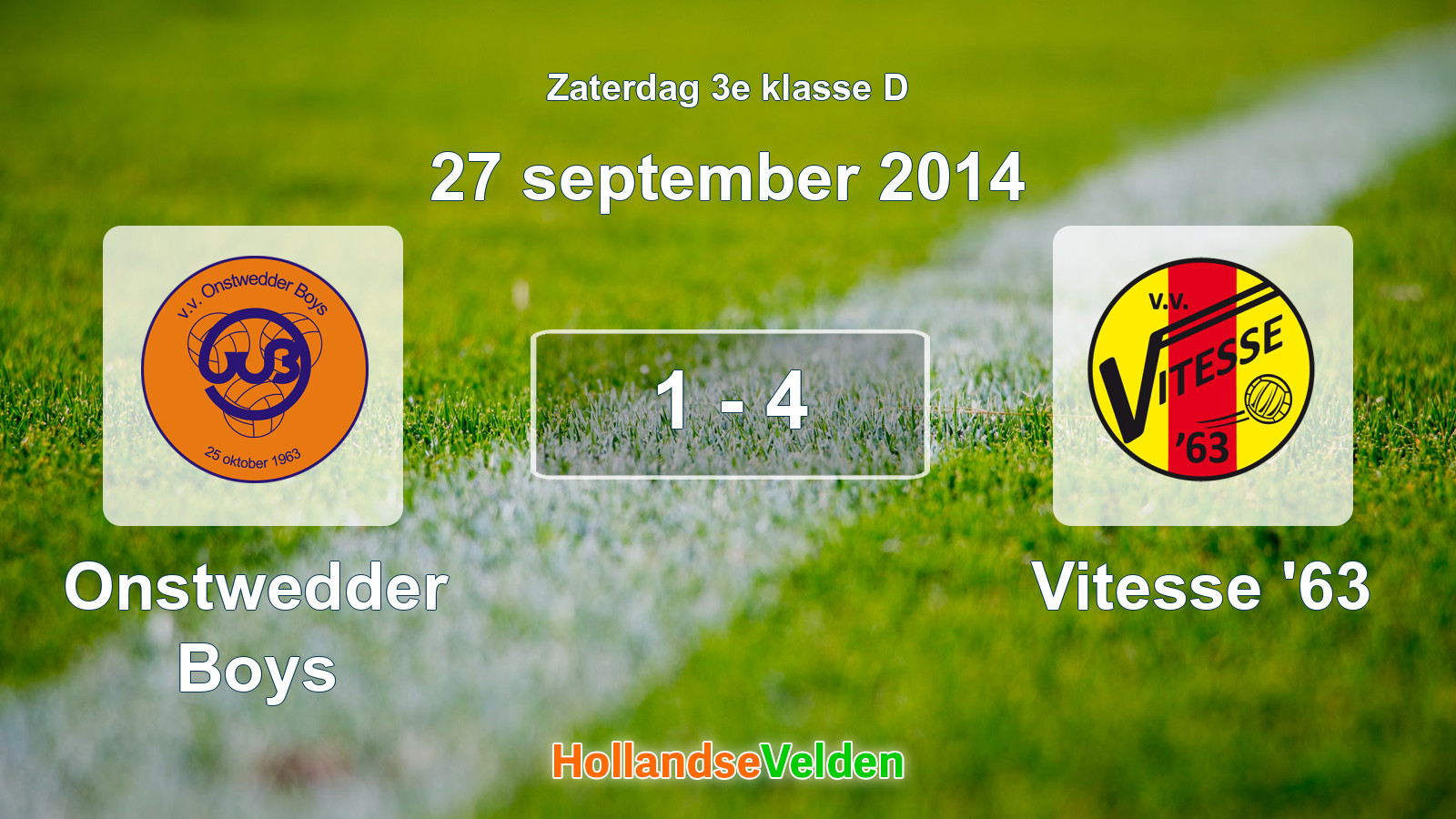 Gespeelde wedstrijd: Onstwedder Boys - Vitesse '63 1 - 4 (27 september 2014)