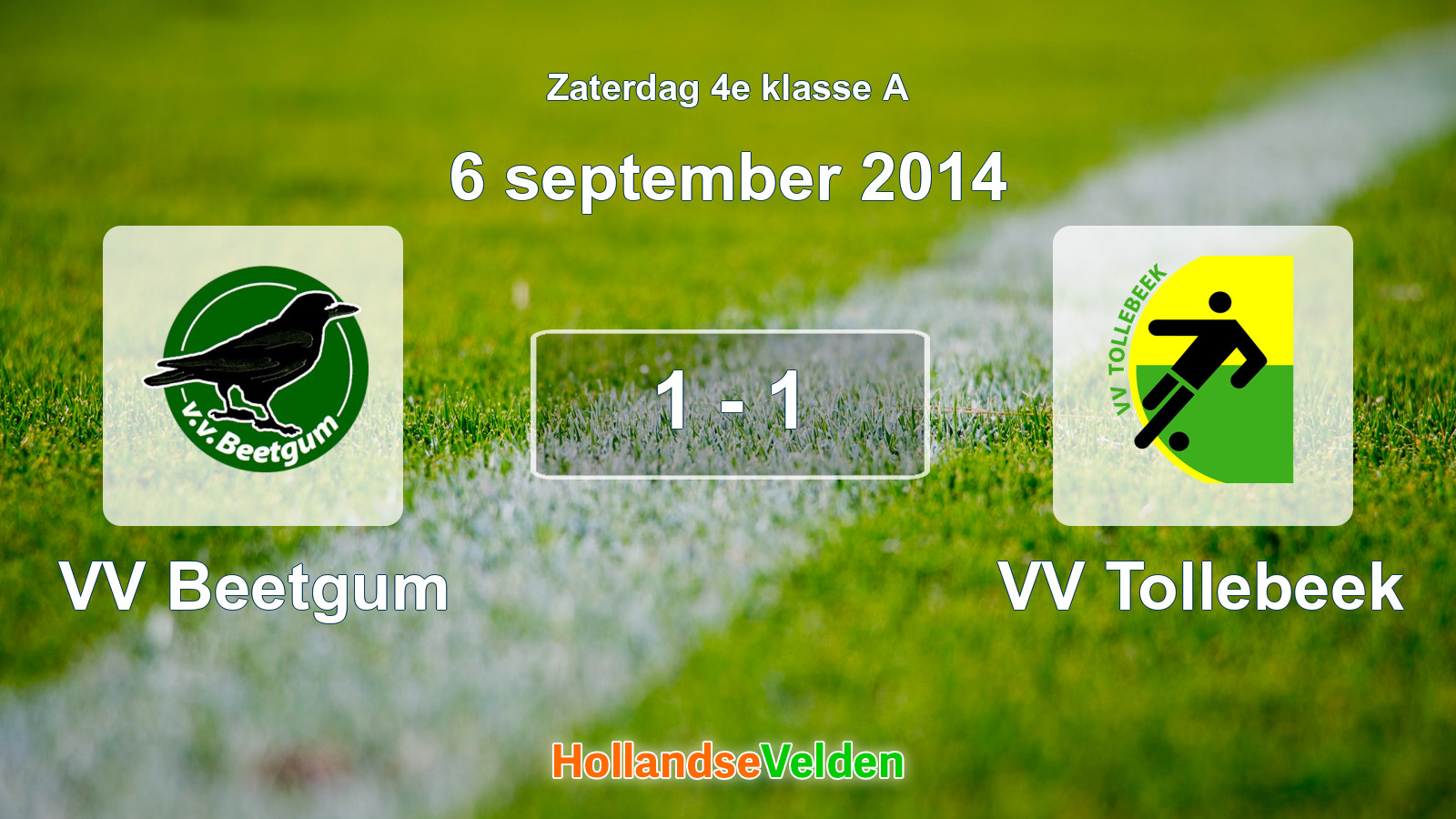 Gespeelde wedstrijd: VV Beetgum - VV Tollebeek 1 - 1 (6 september 2014)