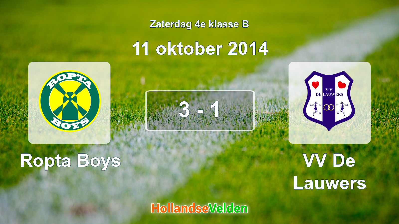 Gespeelde wedstrijd: Ropta Boys - VV De Lauwers 3 - 1 (11 oktober 2014)