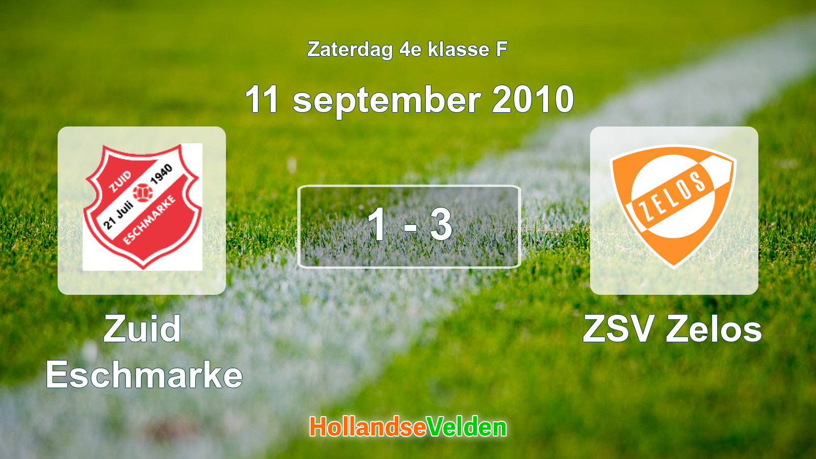 Gespeelde wedstrijd: Zuid Eschmarke - ZSV Zelos 1 - 3 (11 september 2010)