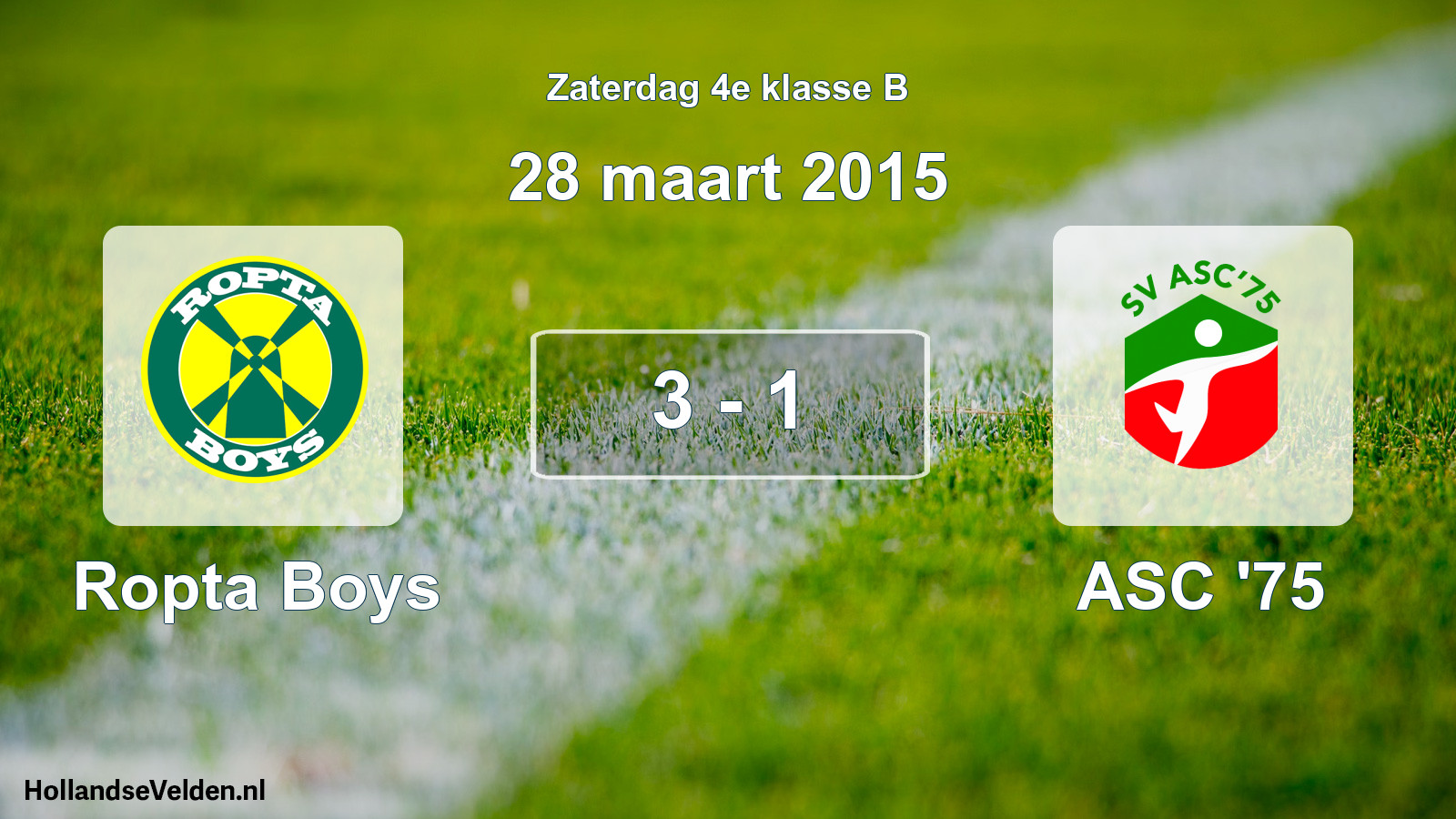 Gespeelde wedstrijd: Ropta Boys - ASC '75 3 - 1 (28 maart 2015)