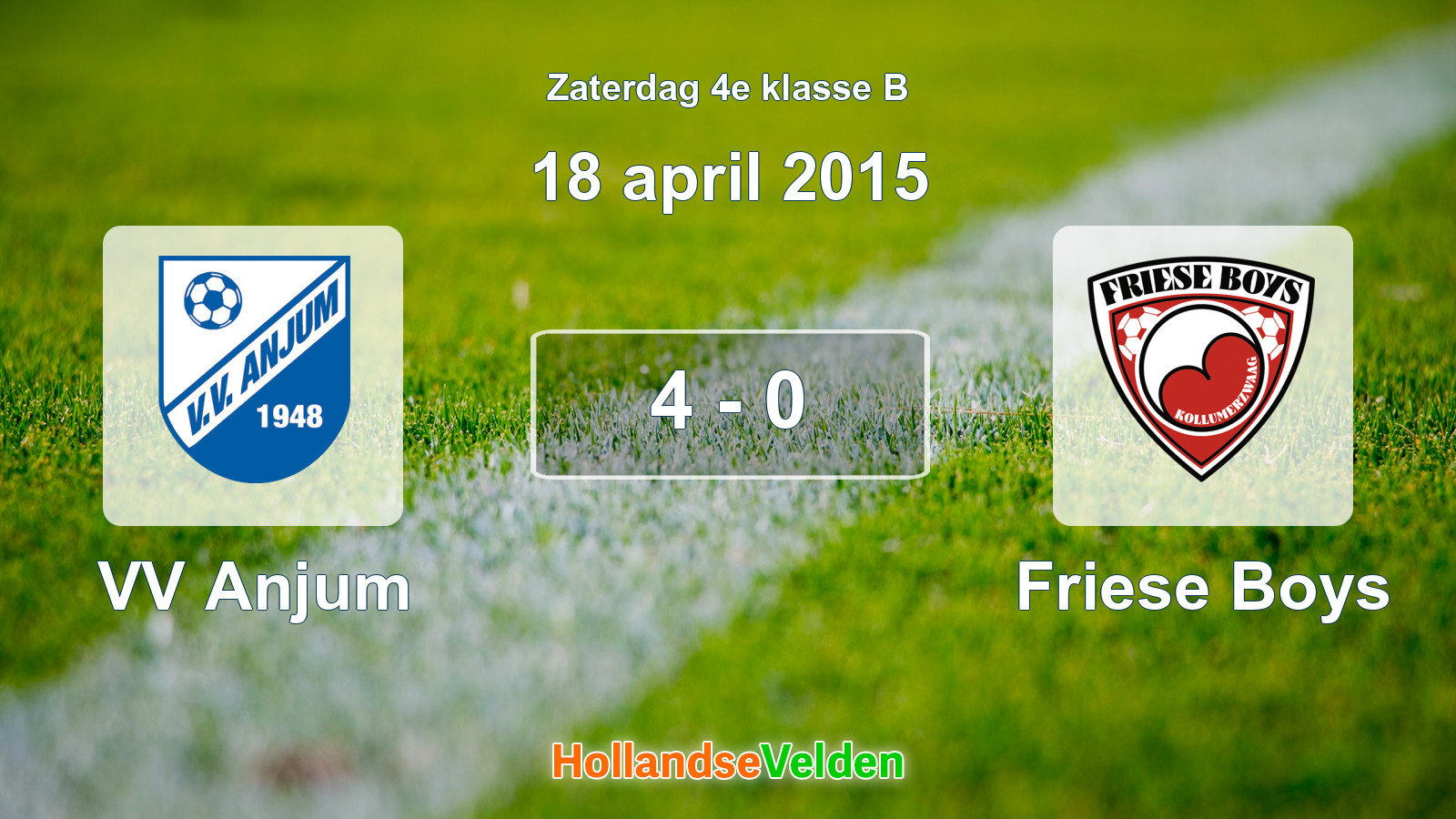 Gespeelde wedstrijd: VV Anjum - Friese Boys 4 - 0 (18 april 2015)