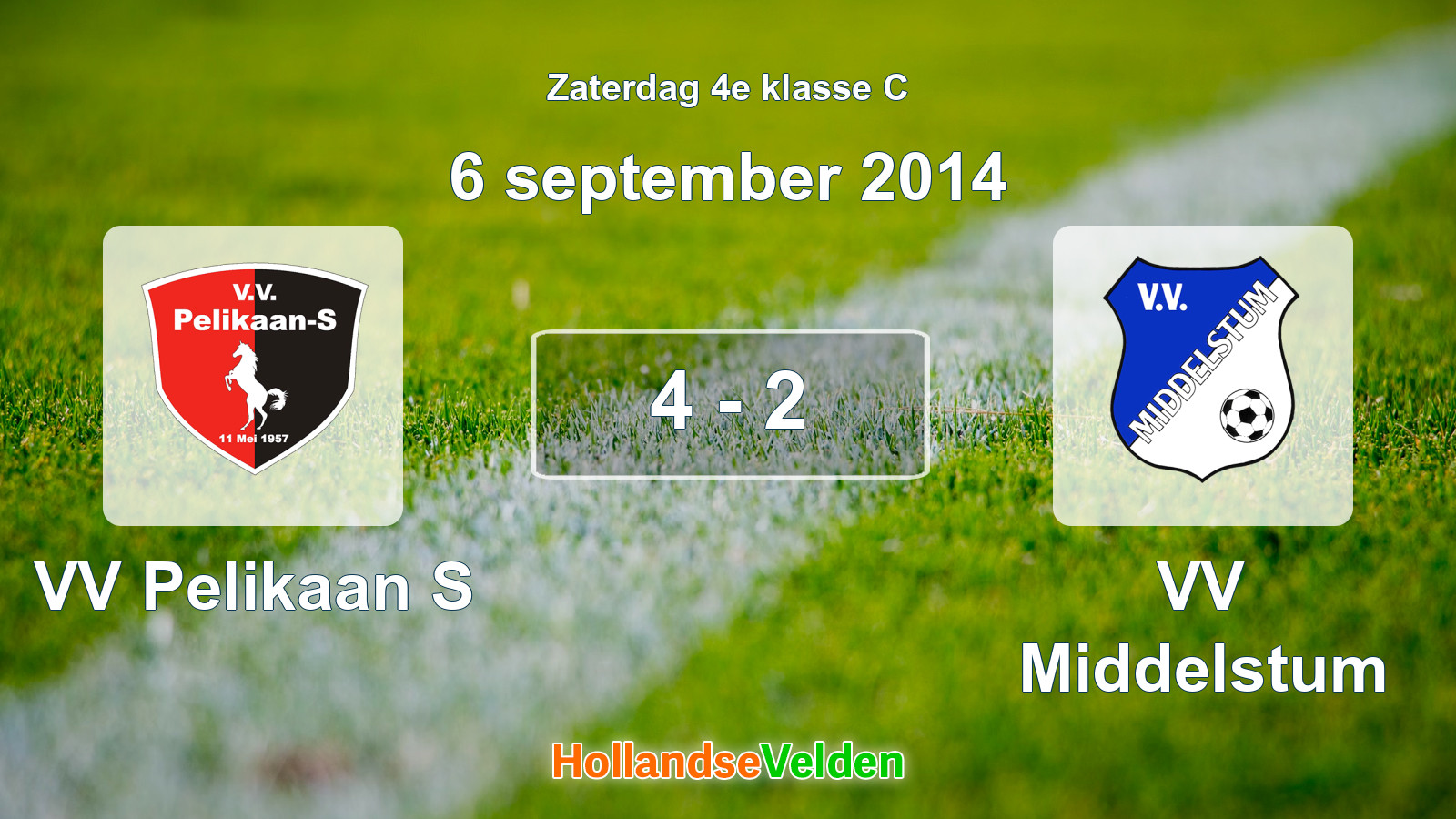 Gespeelde wedstrijd: VV Pelikaan S - VV Middelstum 4 - 2 (6 september 2014)