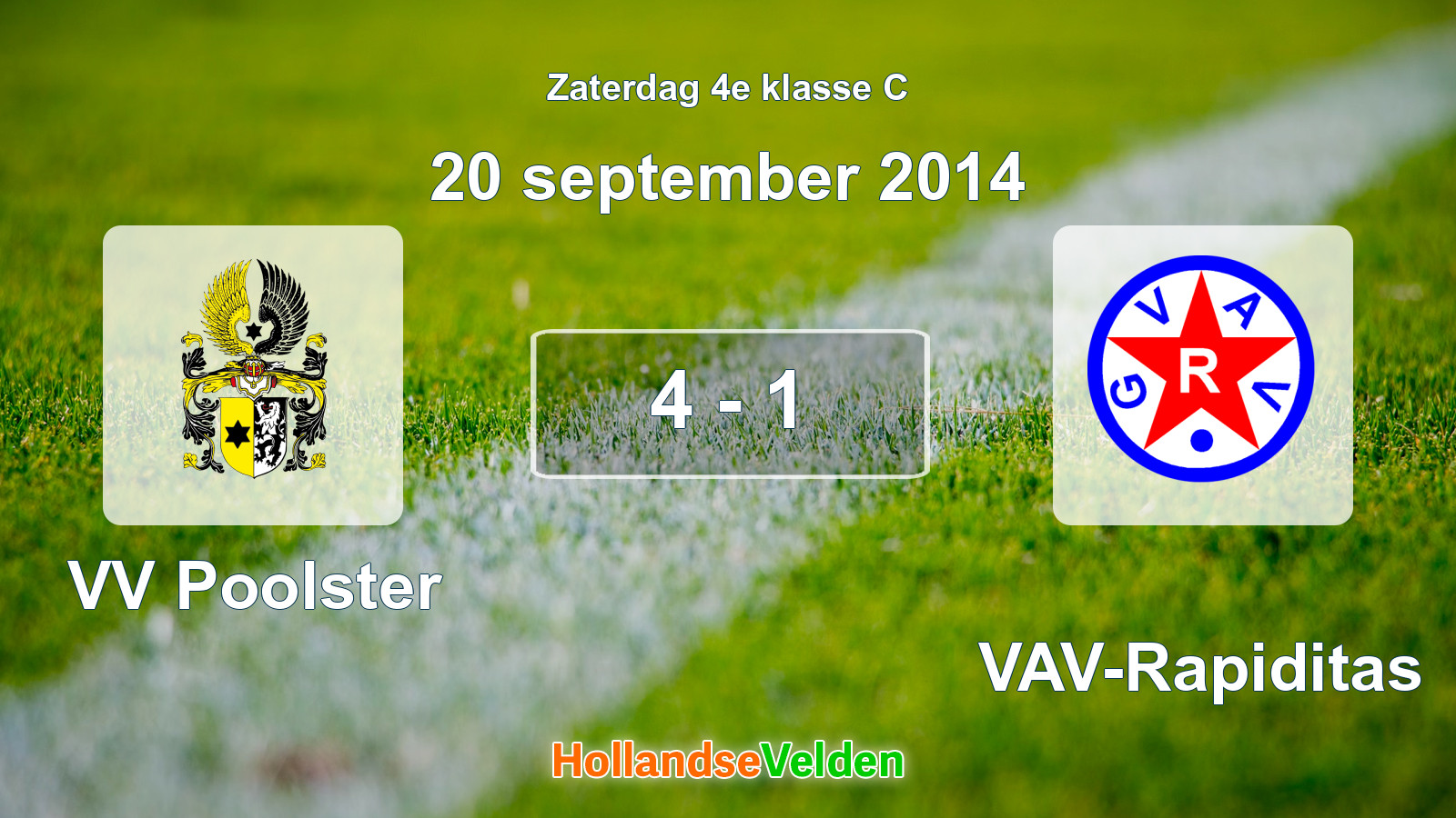 Gespeelde wedstrijd: VV Poolster - GVAV-Rapiditas 4 - 1 (20 september 2014)
