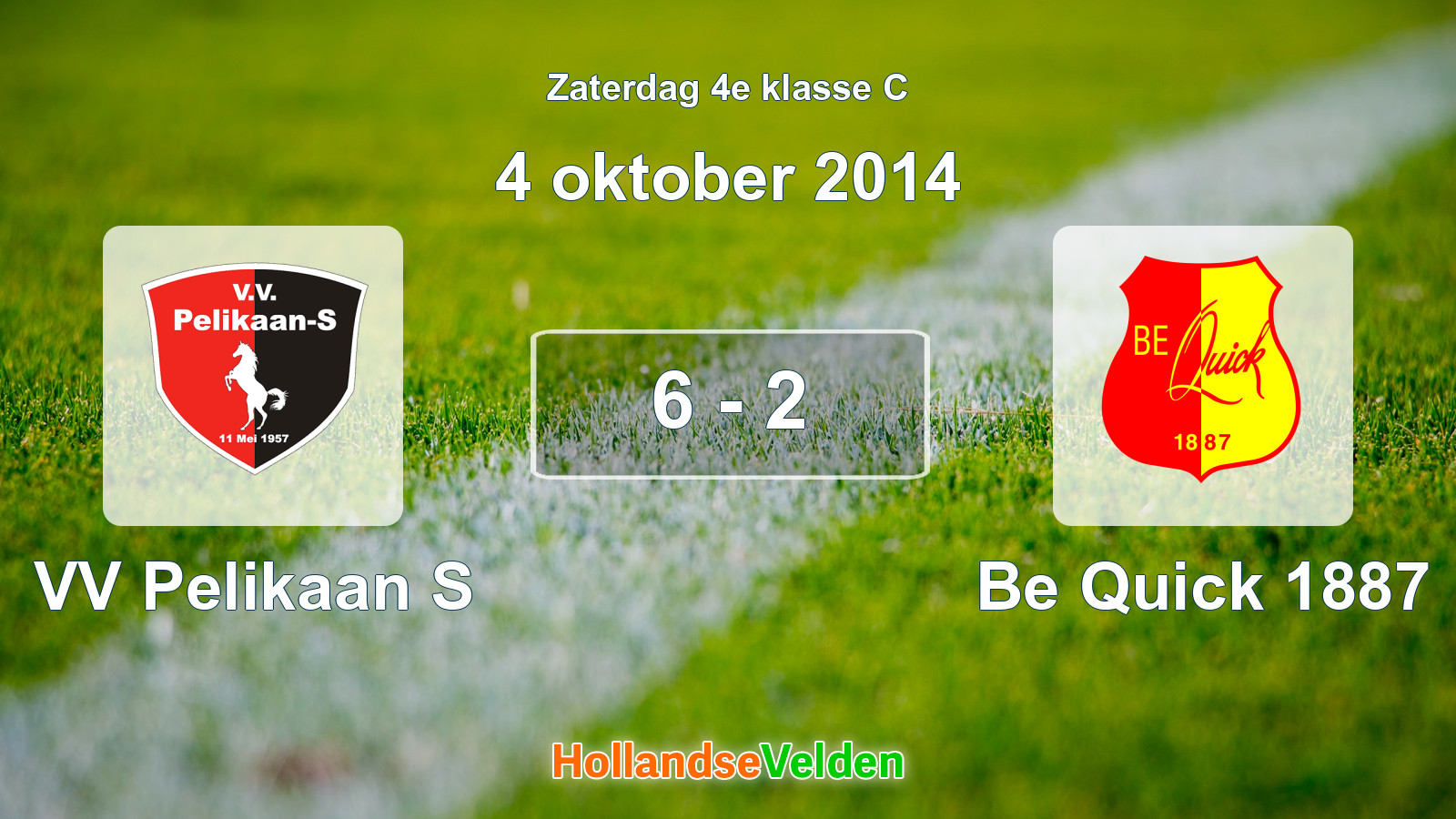Gespeelde wedstrijd: VV Pelikaan S - Be Quick 1887 6 - 2 (4 oktober 2014)