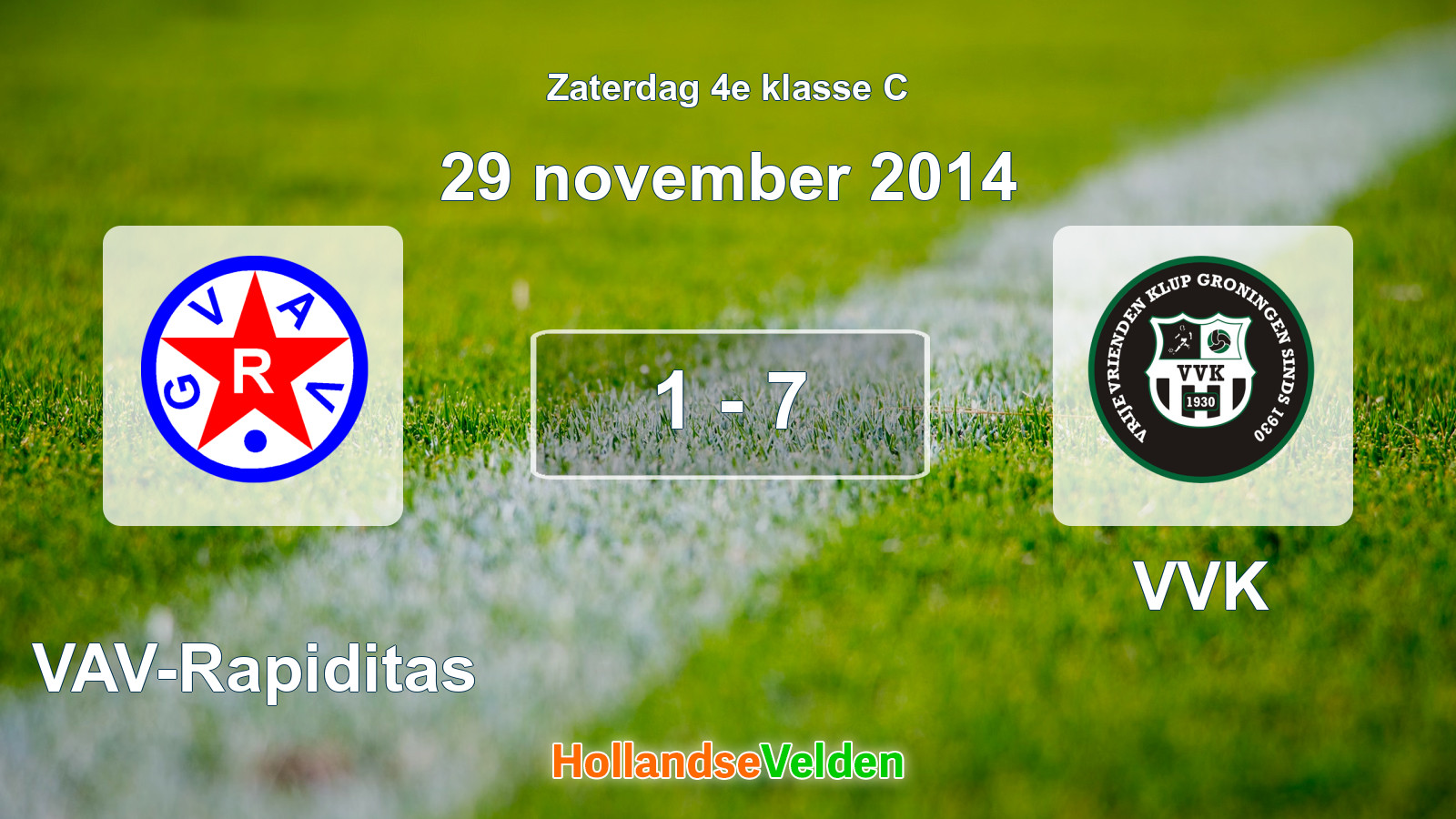Gespeelde wedstrijd: GVAV-Rapiditas - VVK 1 - 7 (29 november 2014)