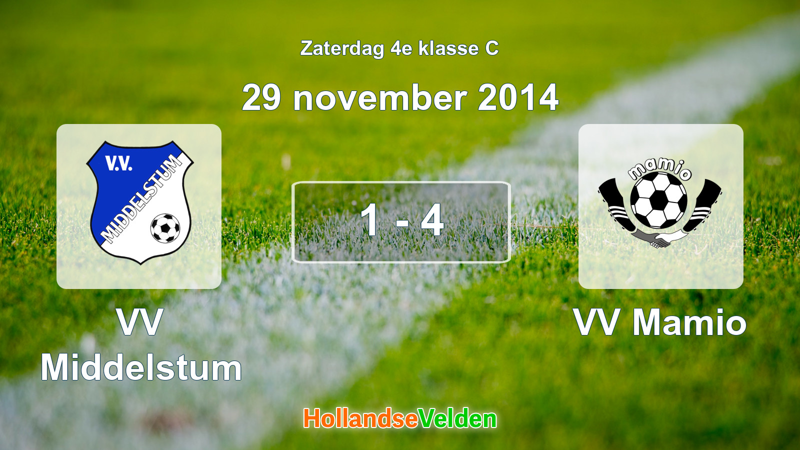 Gespeelde wedstrijd: VV Middelstum - VV Mamio 1 - 4 (29 november 2014)