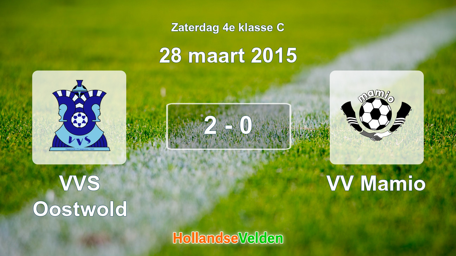 Gespeelde wedstrijd: VVS Oostwold - VV Mamio 2 - 0 (28 maart 2015)