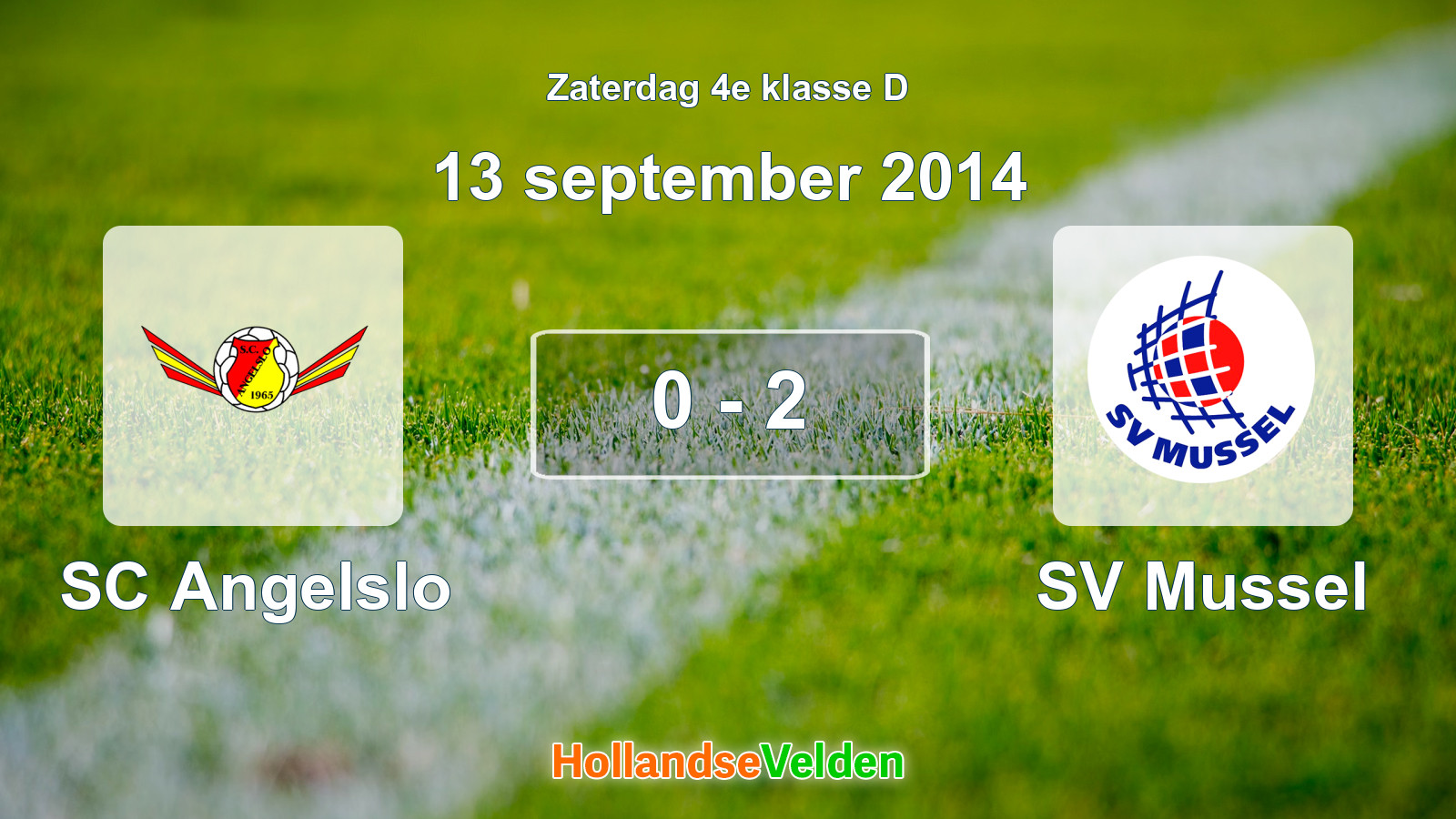 Gespeelde wedstrijd: SC Angelslo - SV Mussel 0 - 2 (13 september 2014)