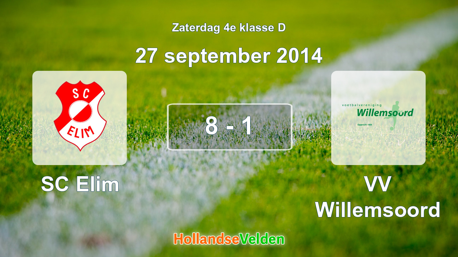Gespeelde wedstrijd: SC Elim - VV Willemsoord 8 - 1 (27 september 2014)