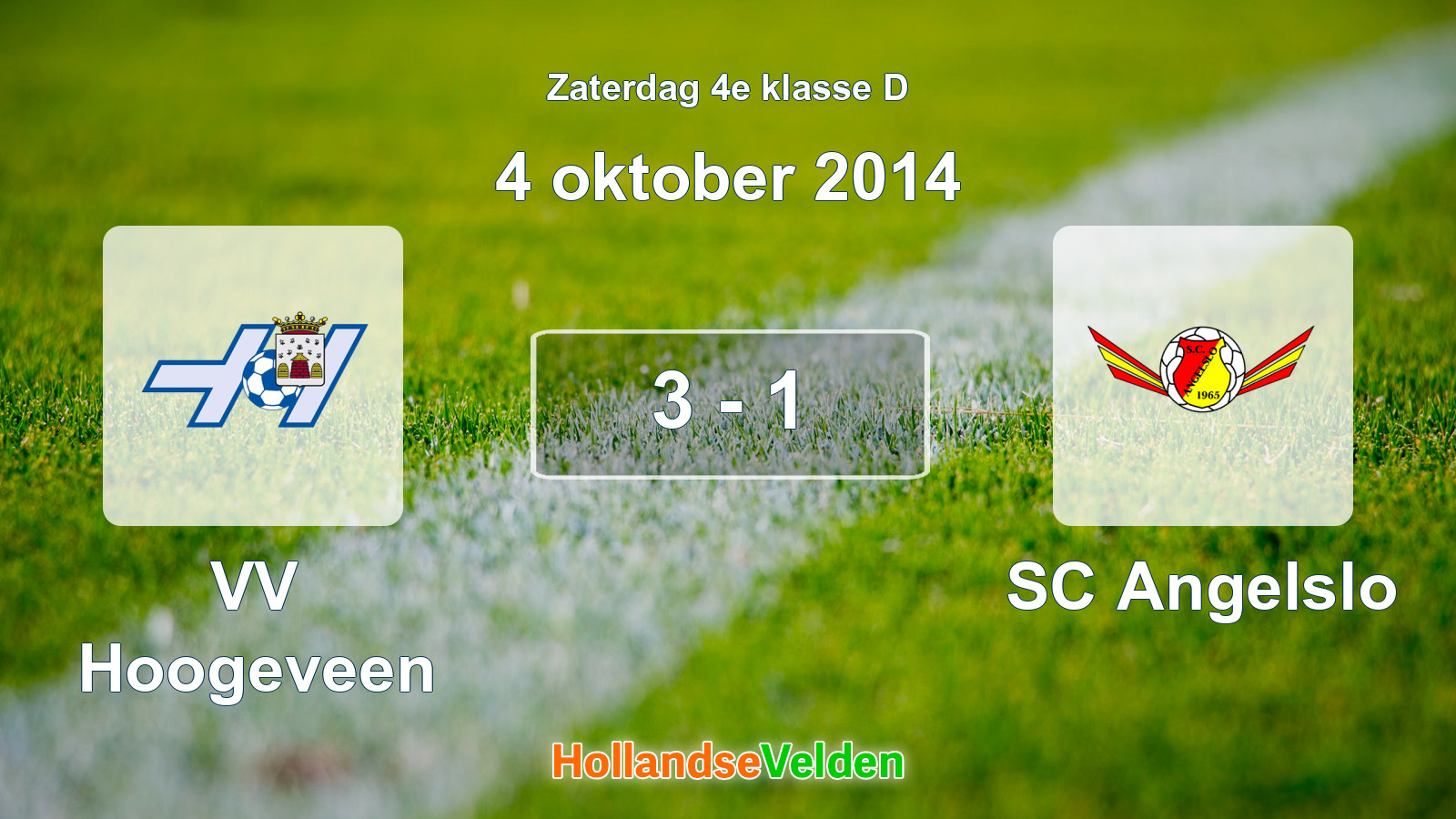 Gespeelde wedstrijd: VV Hoogeveen - SC Angelslo 3 - 1 (4 oktober 2014)