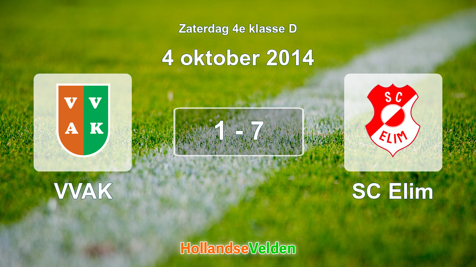 Gespeelde wedstrijd: VVAK - SC Elim 1 - 7 (4 oktober 2014)