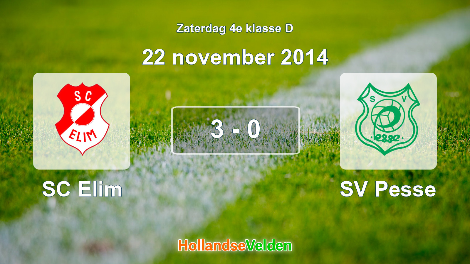 Gespeelde wedstrijd: SC Elim - SV Pesse 3 - 0 (22 november 2014)