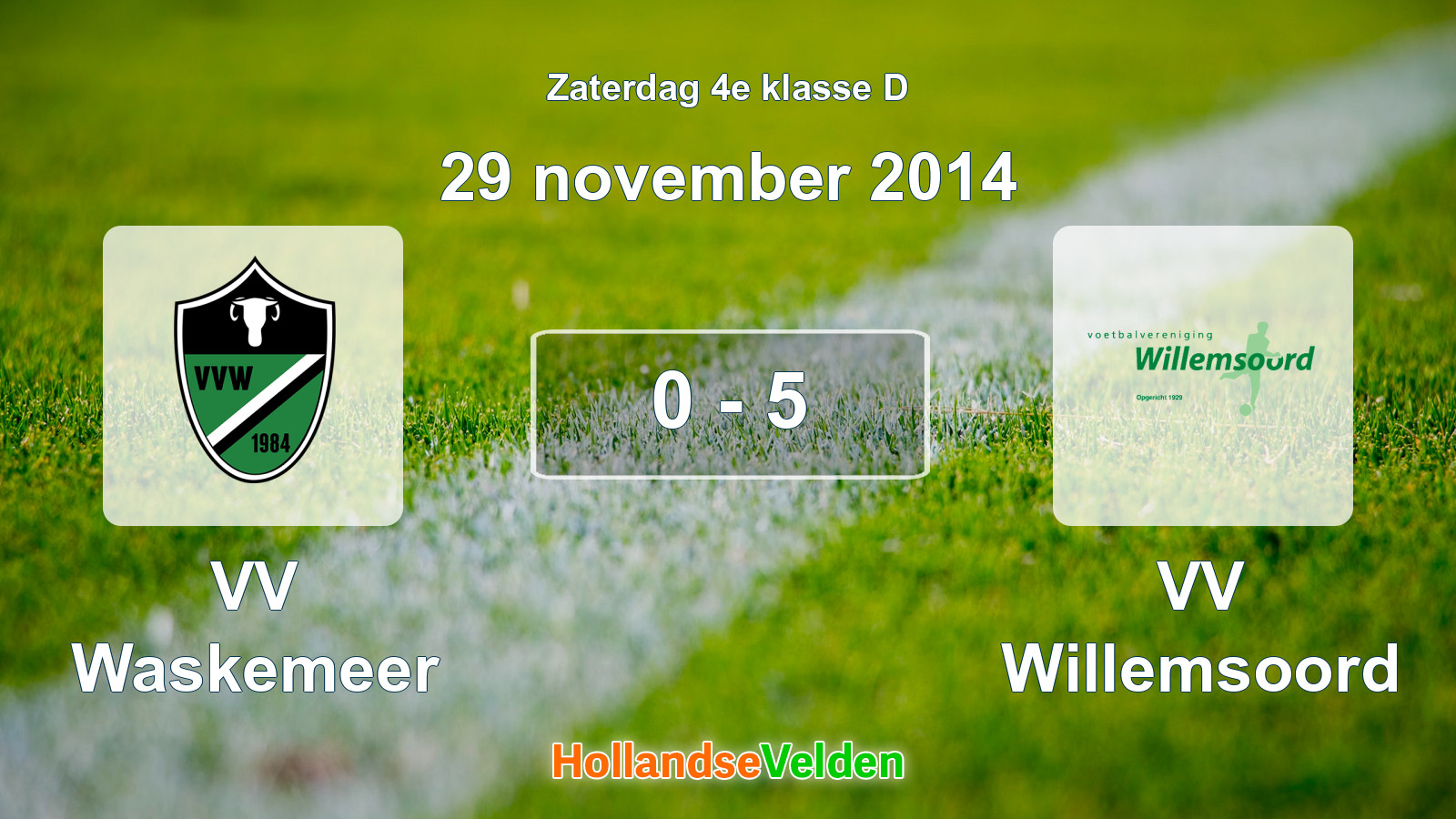 Gespeelde wedstrijd: VV Waskemeer - VV Willemsoord 0 - 5 (29 november 2014)