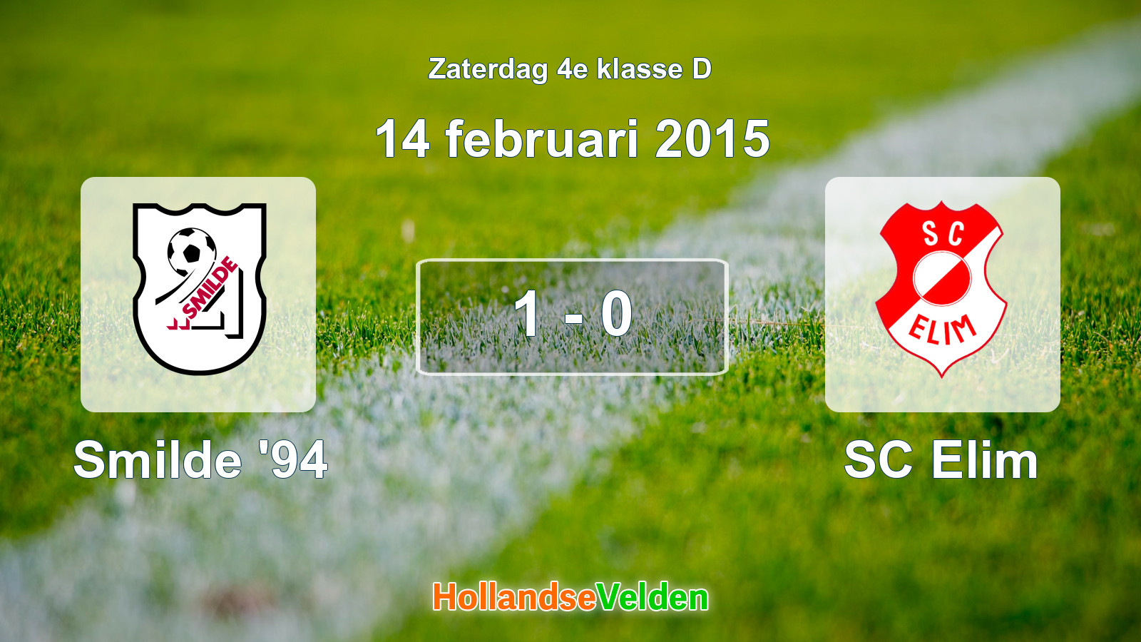 Gespeelde wedstrijd: Smilde '94 - SC Elim 1 - 0 (14 februari 2015)