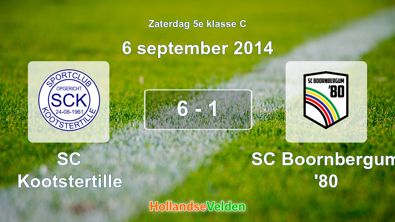 Gespeelde wedstrijd: SC Kootstertille - SC Boornbergum '80 6 - 1 (6 september 2014)