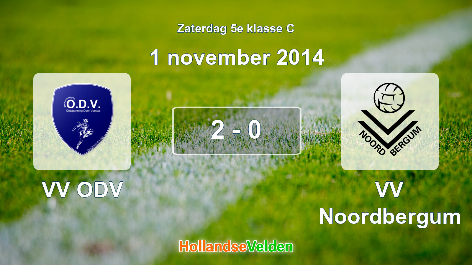 Gespeelde wedstrijd: VV ODV - VV Noordbergum 2 - 0 (1 november 2014)