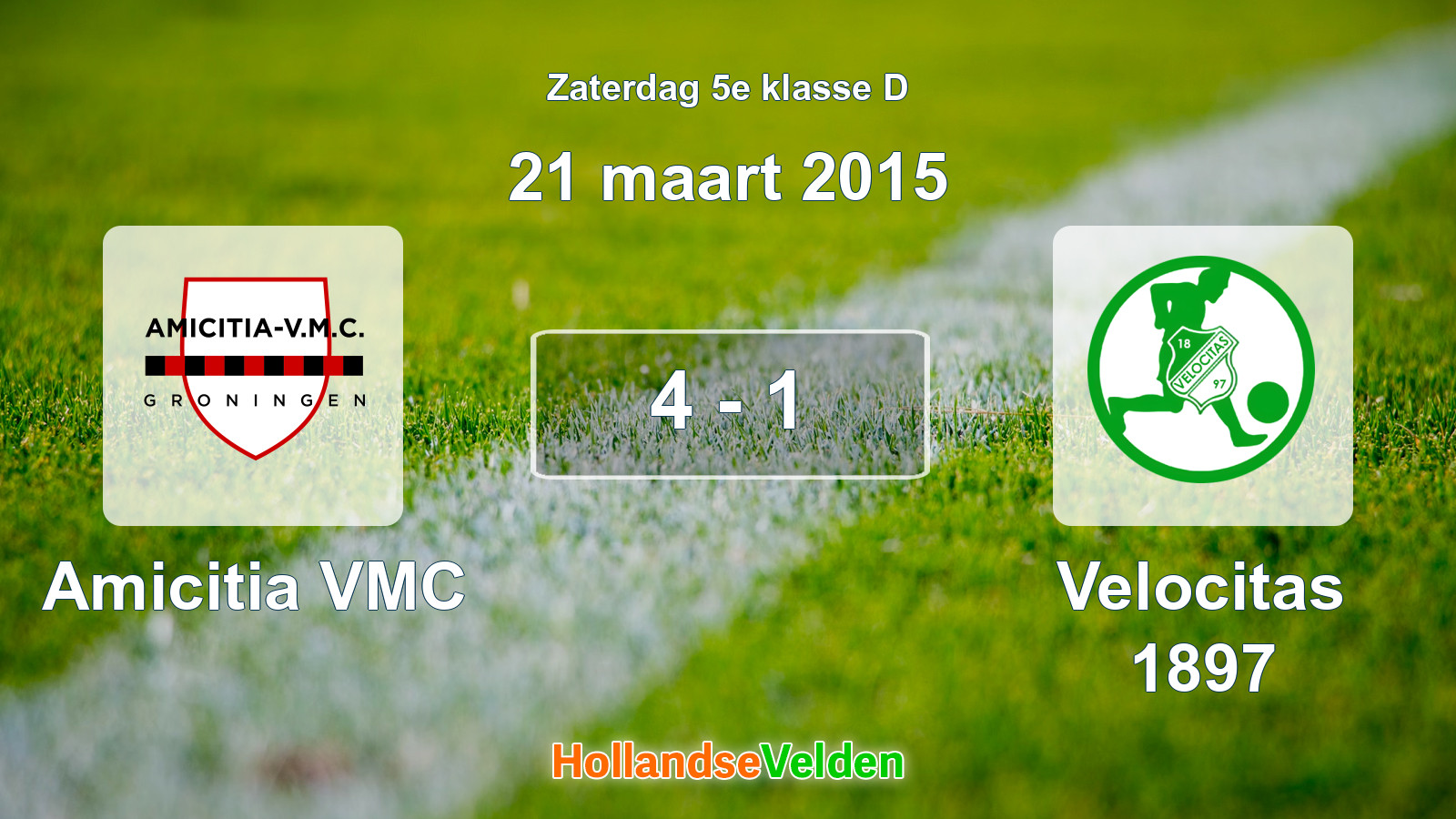 Gespeelde wedstrijd: Amicitia VMC - Velocitas 1897 4 - 1 (21 maart 2015)