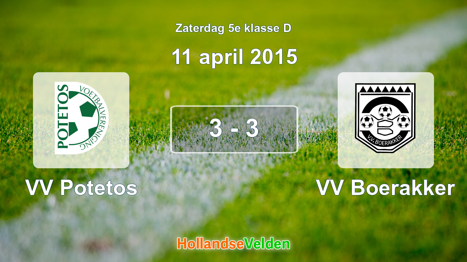 Gespeelde wedstrijd: VV Potetos - VV Boerakker 3 - 3 (11 april 2015)