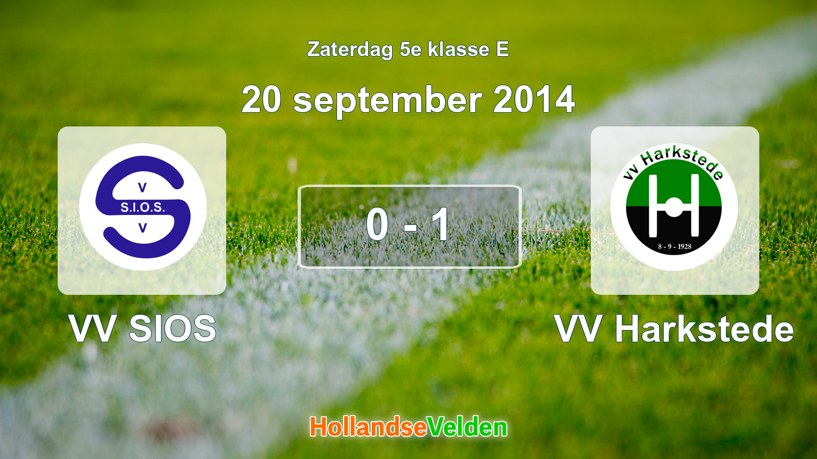 Gespeelde wedstrijd: VV SIOS - VV Harkstede 0 - 1 (20 september 2014)