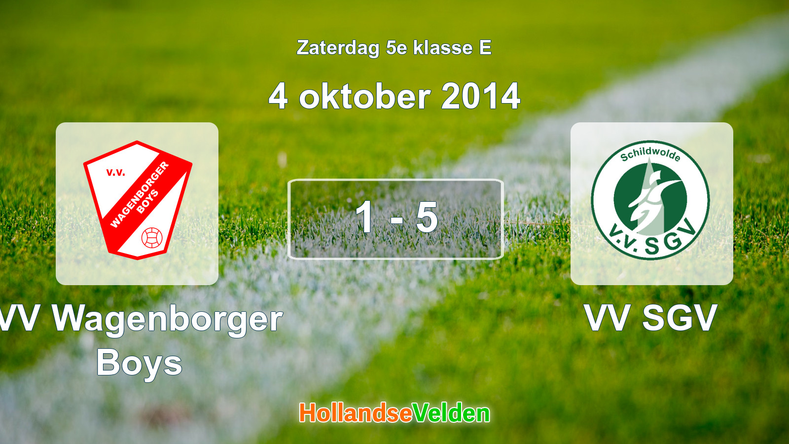 Gespeelde wedstrijd: VV Wagenborger Boys - VV SGV 1 - 5 (4 oktober 2014)