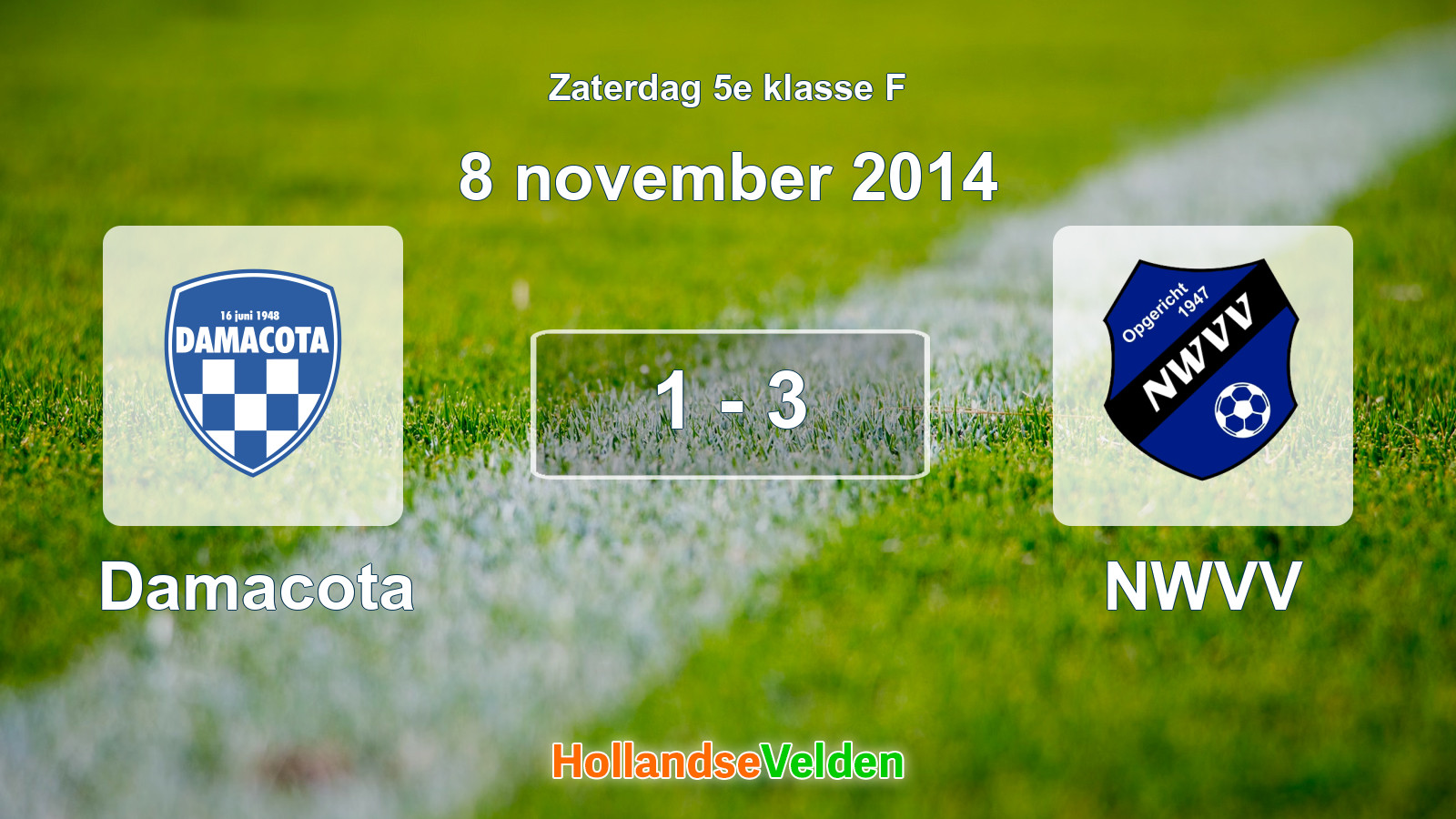 Gespeelde wedstrijd: Damacota - NWVV 1 - 3 (8 november 2014)