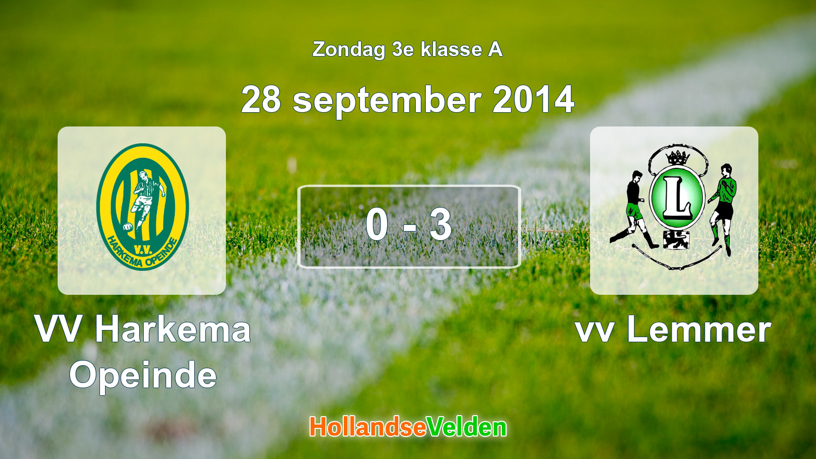 Gespeelde wedstrijd: VV Harkema Opeinde - vv Lemmer 0 - 3 (28 september 2014)