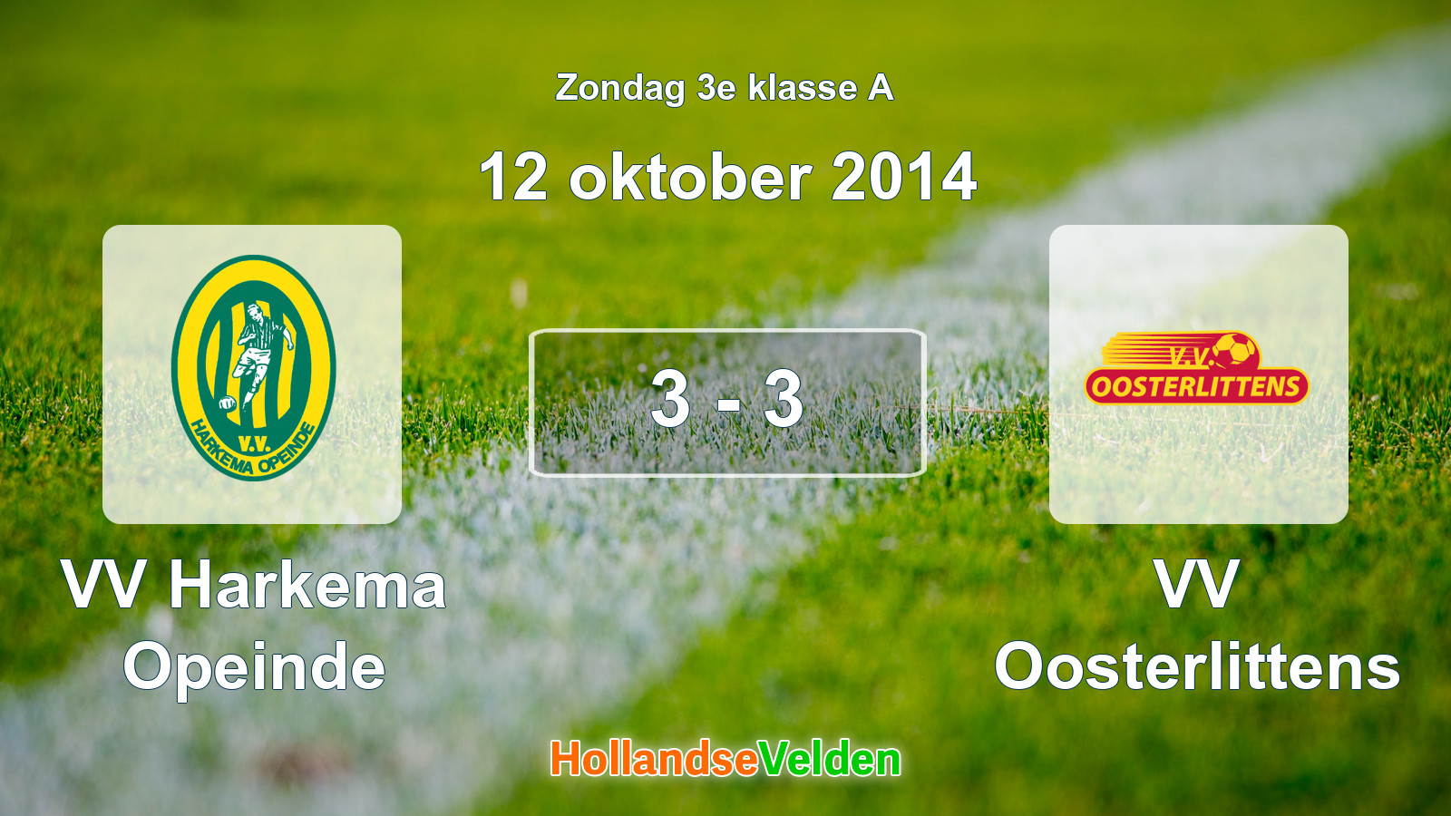 Gespeelde wedstrijd: VV Harkema Opeinde - VV Oosterlittens 3 - 3 (12 oktober 2014)