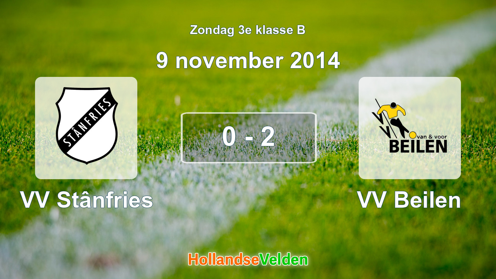 Gespeelde wedstrijd: VV Stânfries - VV Beilen 0 - 2 (9 november 2014)