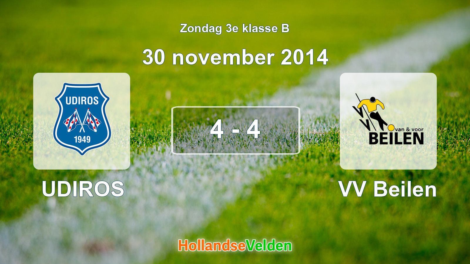 Gespeelde wedstrijd: UDIROS - VV Beilen 4 - 4 (30 november 2014)