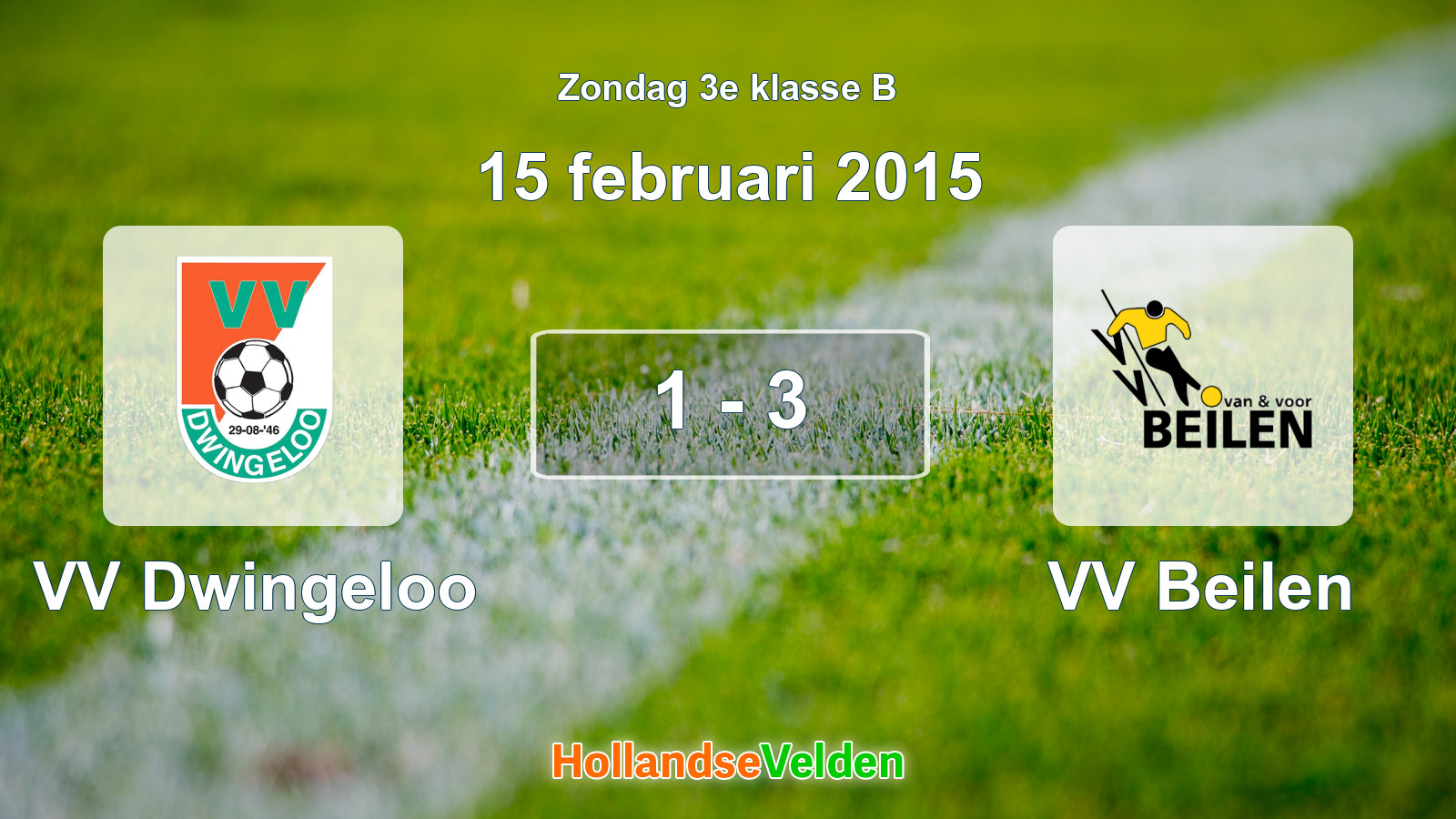 Gespeelde wedstrijd: VV Dwingeloo - VV Beilen 1 - 3 (15 februari 2015)
