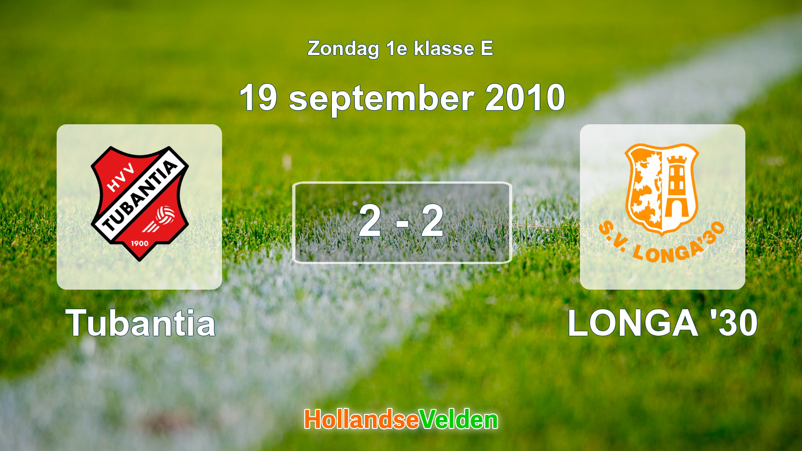 Gespeelde wedstrijd: Tubantia - LONGA '30 2 - 2 (19 september 2010)