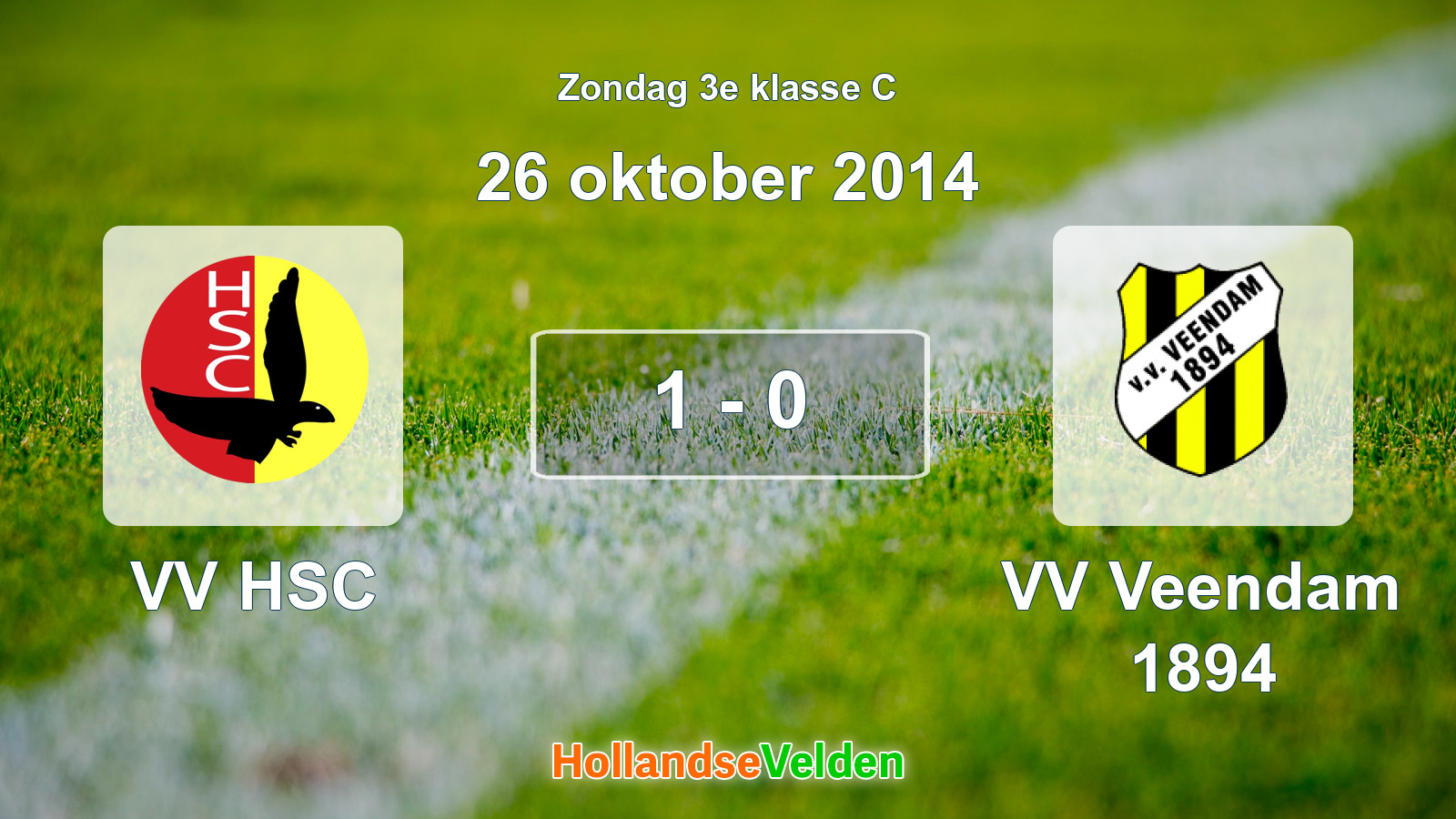 Gespeelde wedstrijd: VV HSC - VV Veendam 1894 1 - 0 (26 oktober 2014)