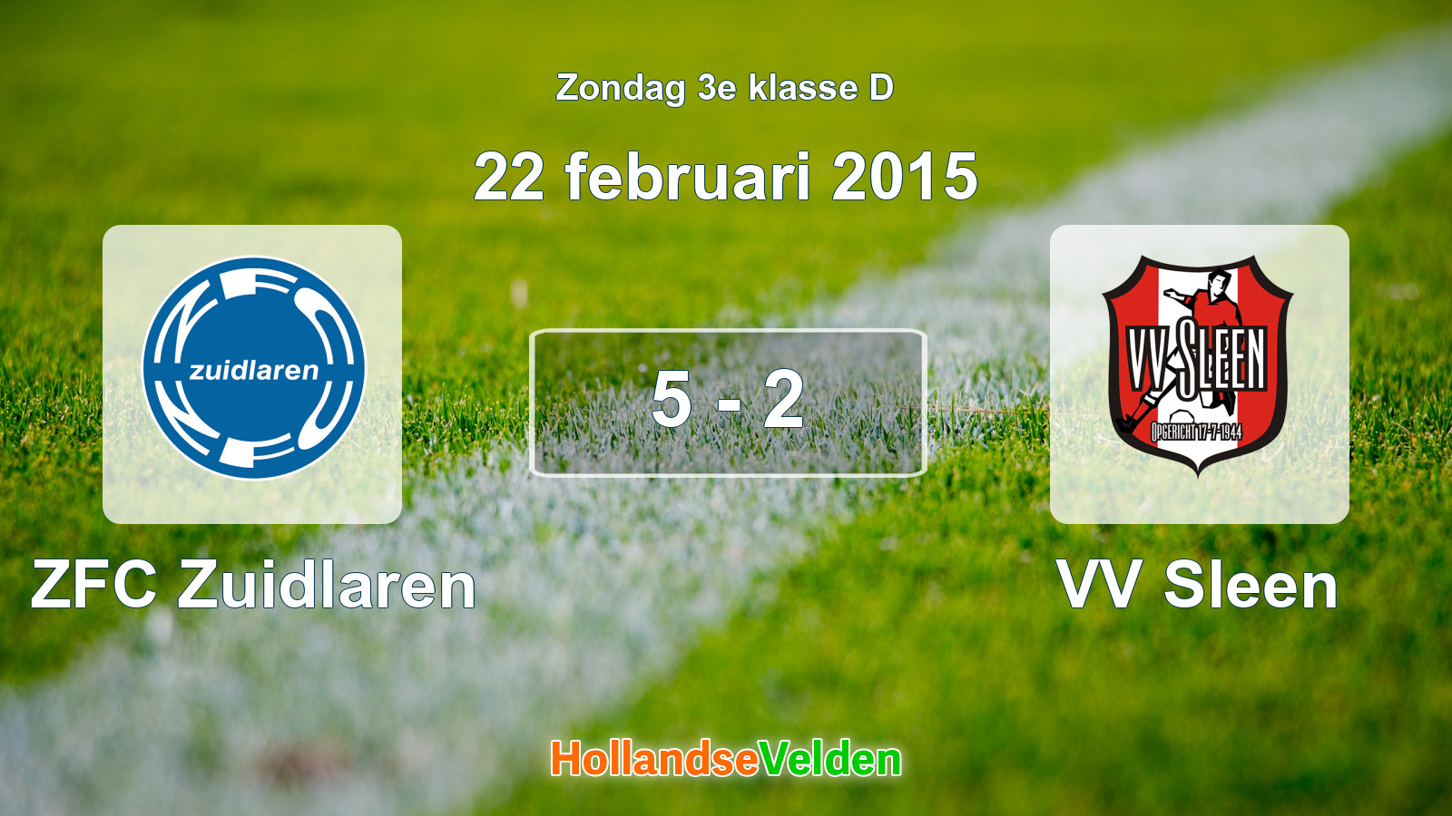 Gespeelde wedstrijd: ZFC Zuidlaren - VV Sleen 5 - 2 (22 februari 2015)
