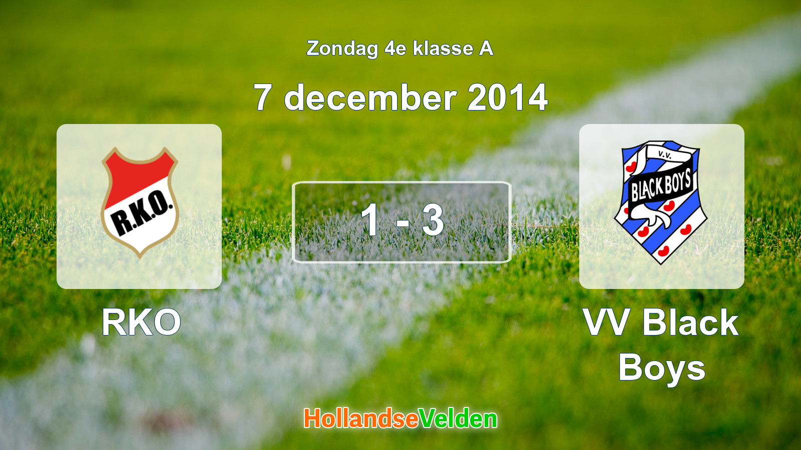 Gespeelde wedstrijd: RKO - VV Black Boys 1 - 3 (7 december 2014)