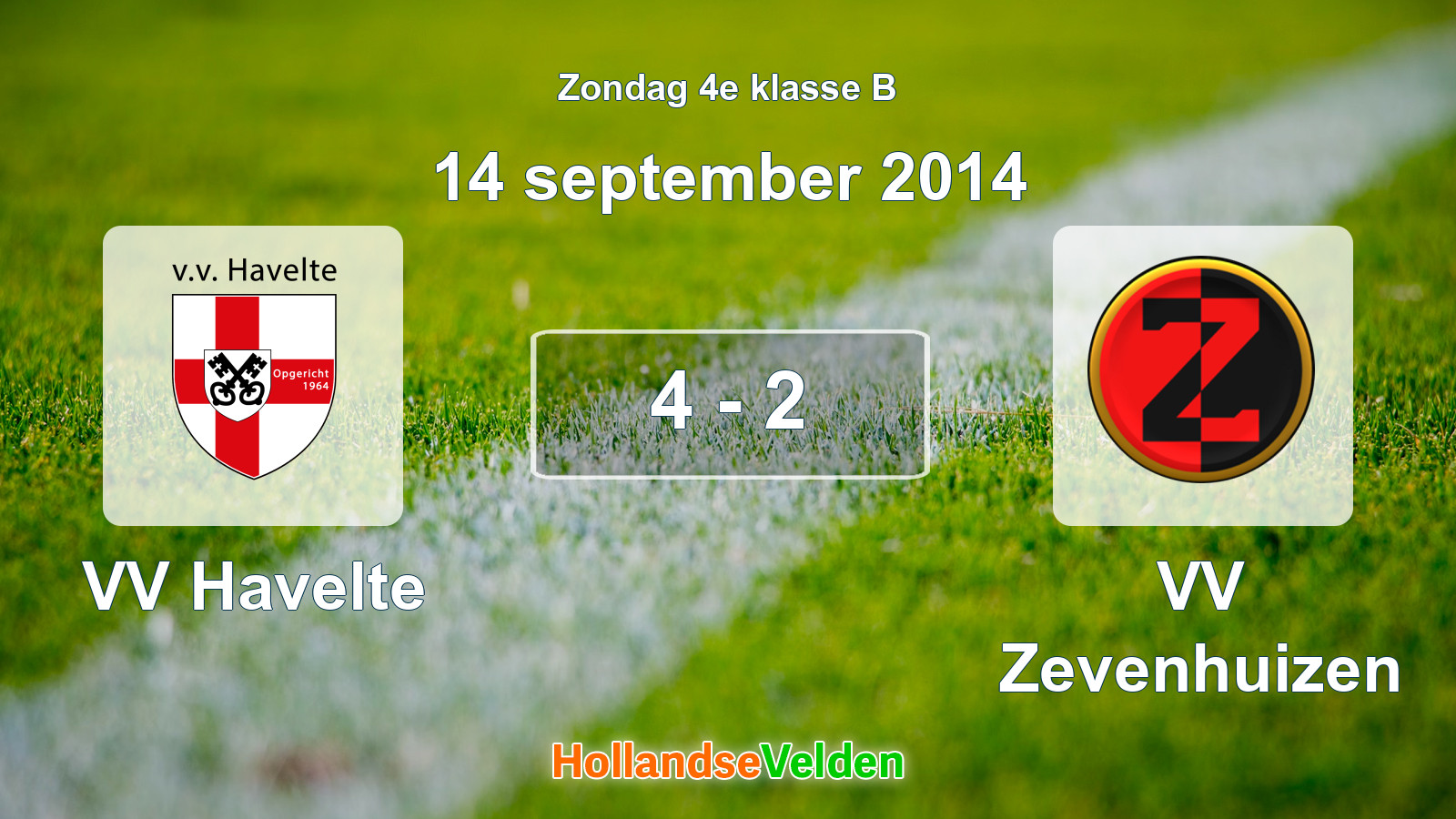 Gespeelde wedstrijd: VV Havelte - VV Zevenhuizen 4 - 2 (14 september 2014)