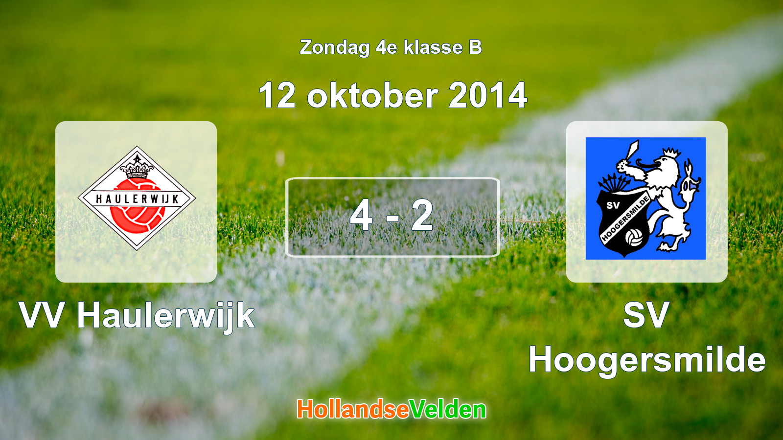 Gespeelde wedstrijd: VV Haulerwijk - SV Hoogersmilde 4 - 2 (12 oktober 2014)