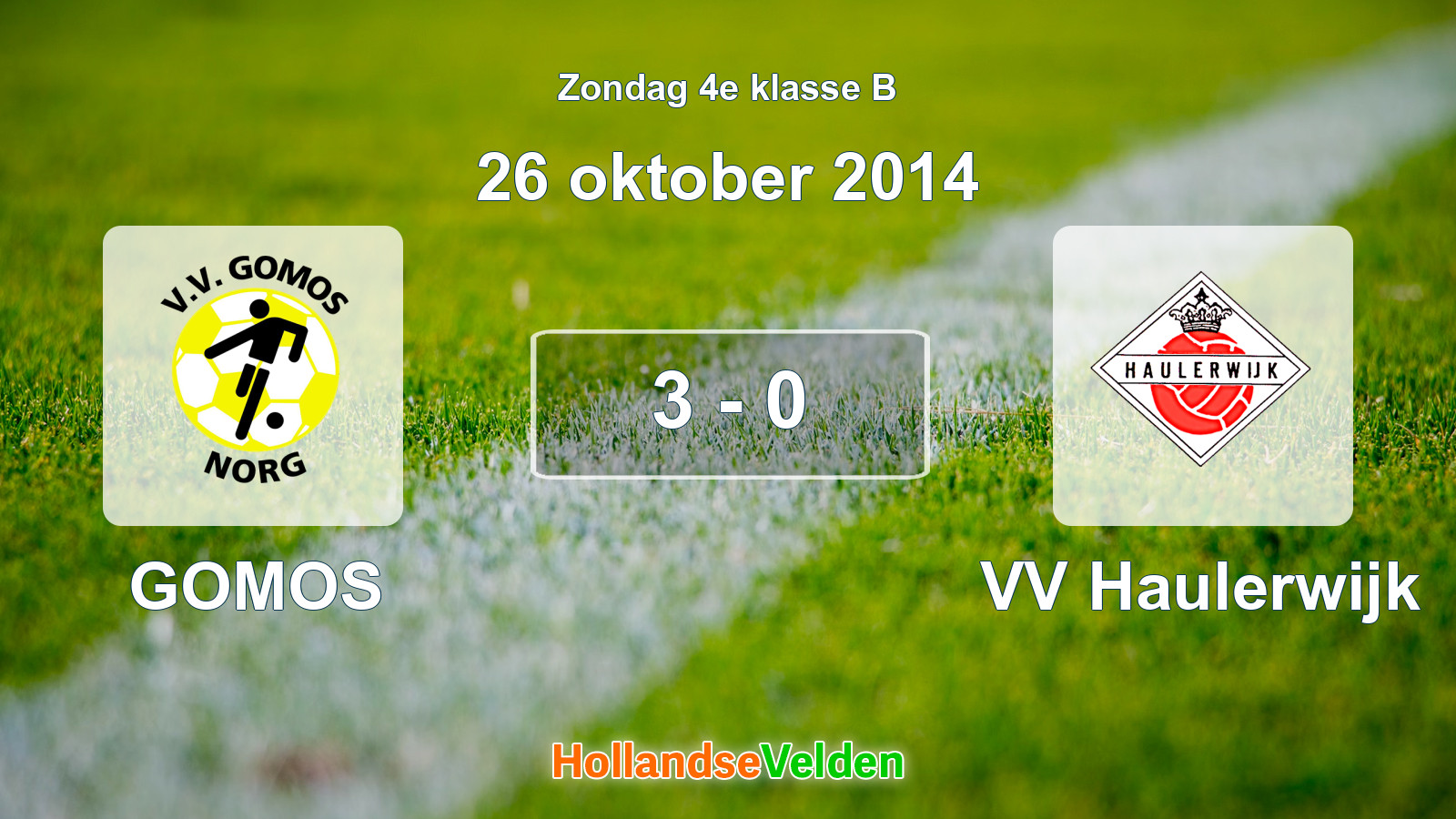 Gespeelde wedstrijd: GOMOS - VV Haulerwijk 3 - 0 (26 oktober 2014)
