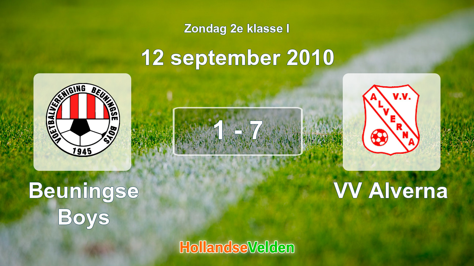 Gespeelde wedstrijd: Beuningse Boys - VV Alverna 1 - 7 (12 september 2010)