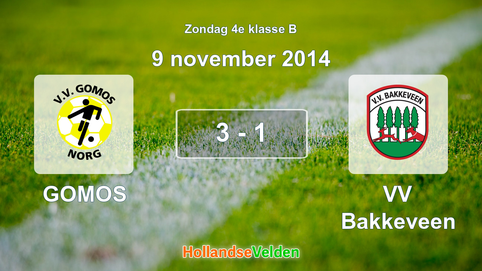 Gespeelde wedstrijd: GOMOS - VV Bakkeveen 3 - 1 (9 november 2014)