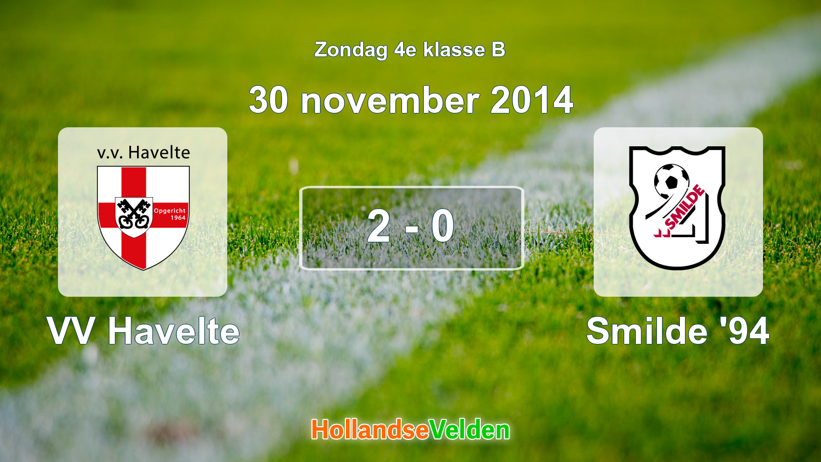 Gespeelde wedstrijd: VV Havelte - Smilde '94 2 - 0 (30 november 2014)